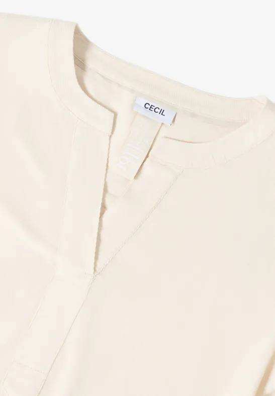 Split Neck Cordbluse oat milk beige