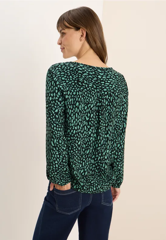 Blouse imprimée avec cordon de serrage ink green