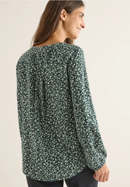 Gedessineerde blouse dark balmy khaki