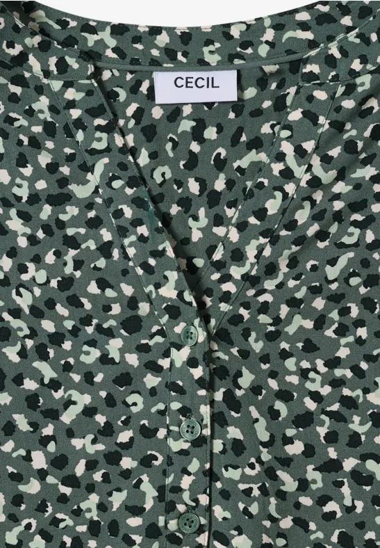 Gedessineerde blouse dark balmy khaki