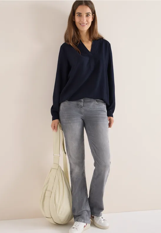 Bluse in Unifarbe urban dark blue