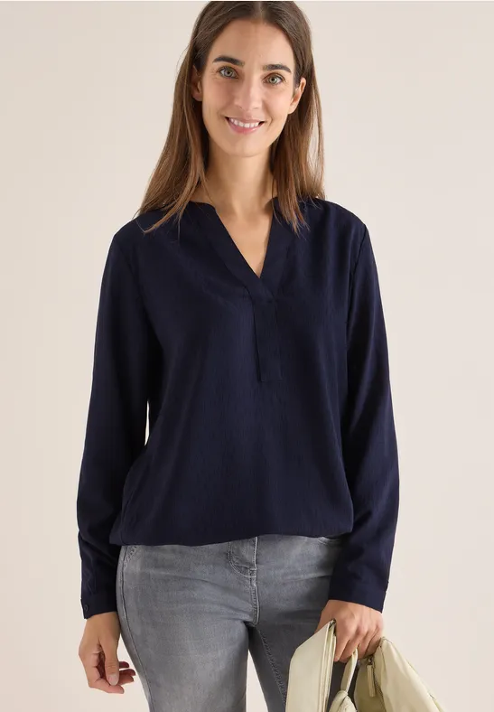 Bluse in Unifarbe urban dark blue