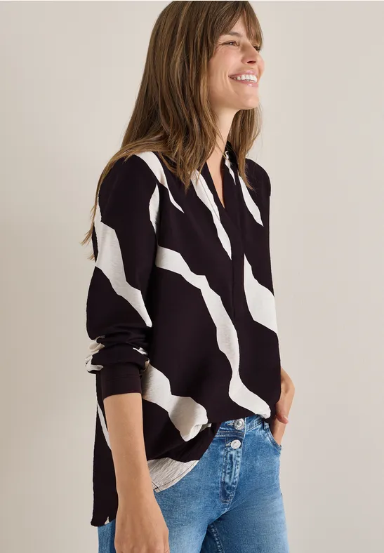 Print-Bluse eggplant red
