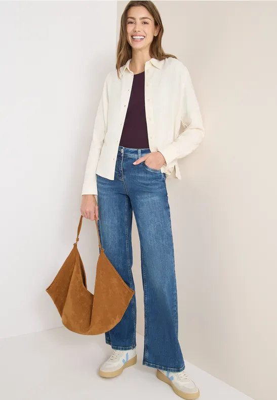 Softe Melange Hemdbluse oat milk beige melange