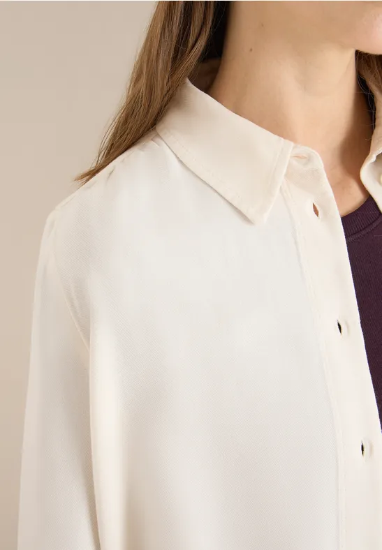 Softe Melange Hemdbluse oat milk beige melange