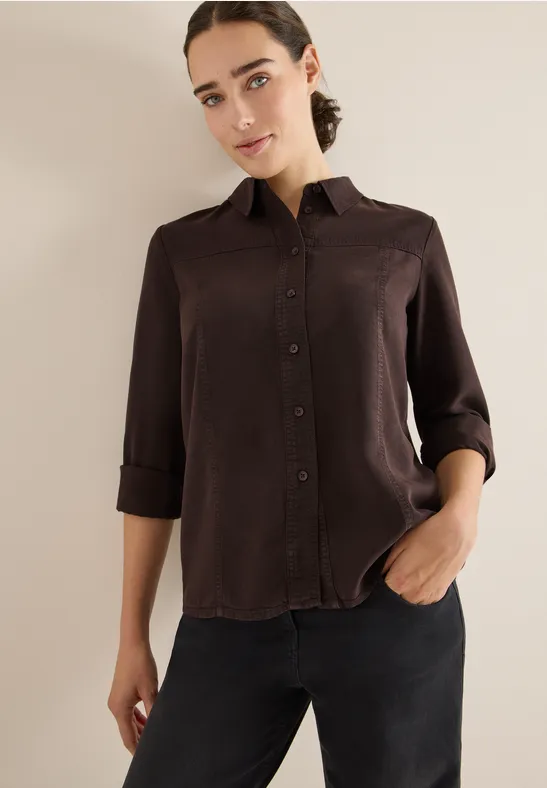 Colored Lyocell Hemdbluse tartufo brown