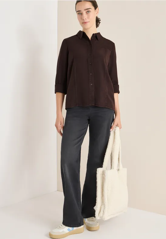 Colored Lyocell Hemdbluse tartufo brown
