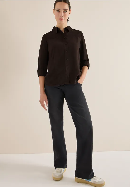 Colored Lyocell Hemdbluse tartufo brown