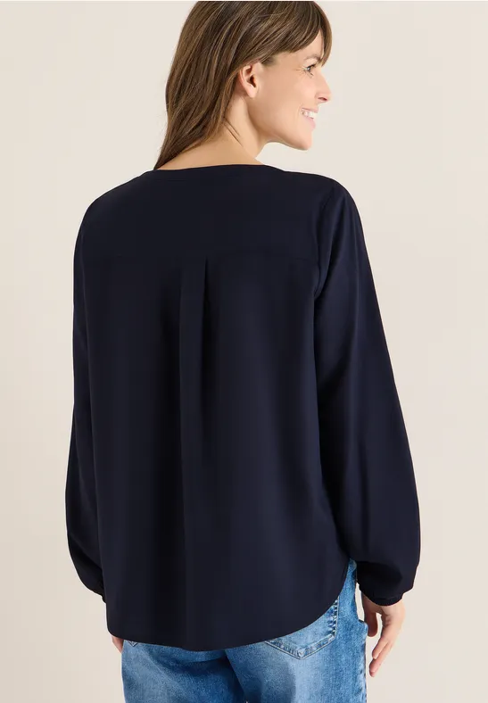 Bluse in Unifarbe urban dark blue