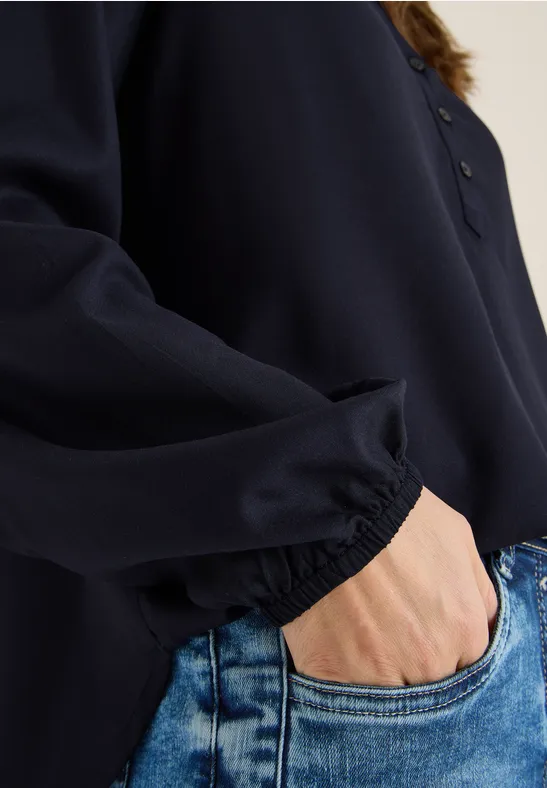 Bluse in Unifarbe urban dark blue
