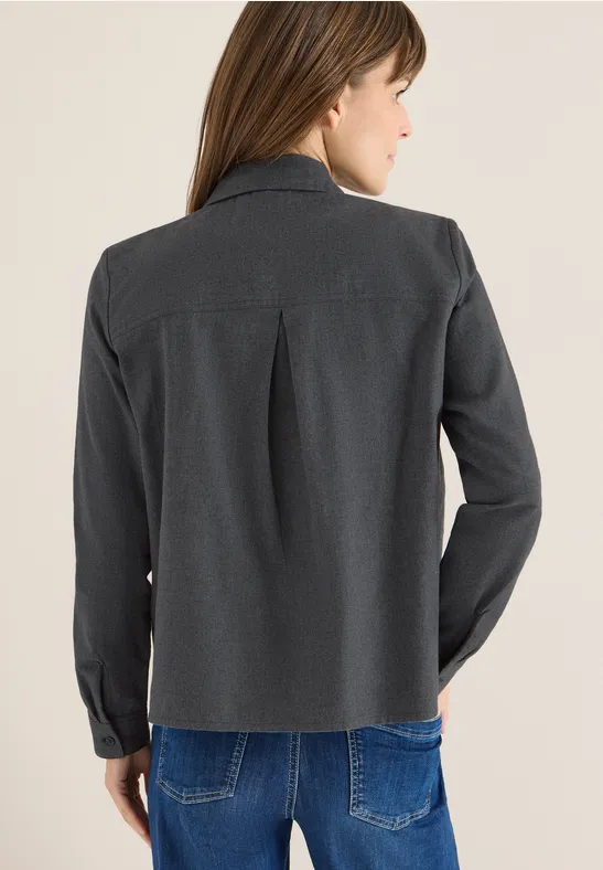 Flanellbluse mit Nieten deep grey melange