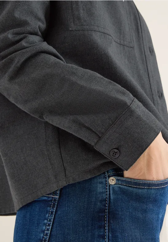 Flanellbluse mit Nieten deep grey melange