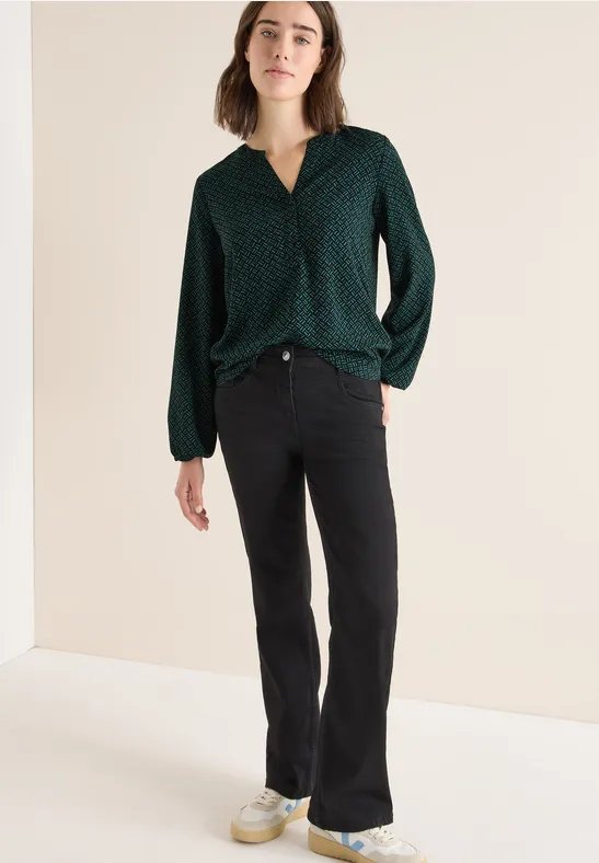 Gemusterte Bluse dark sea green