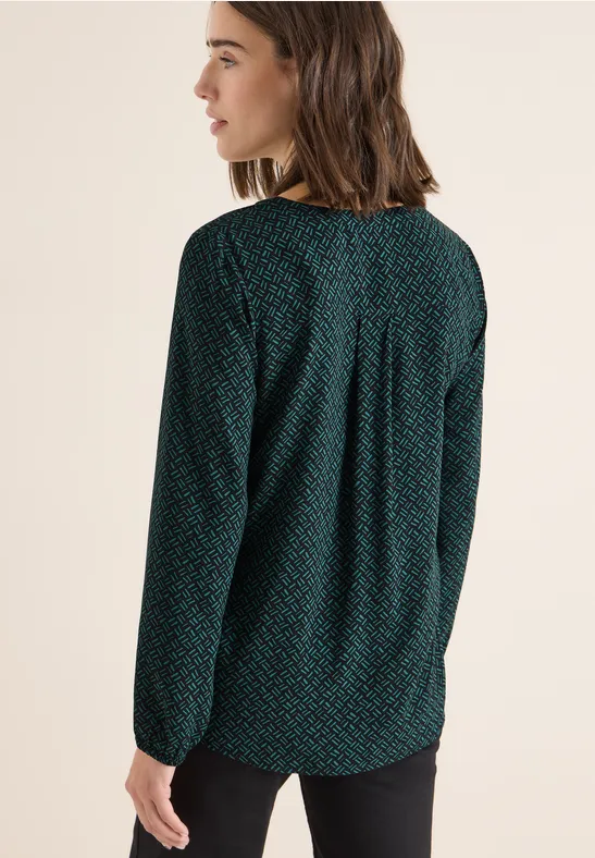 Gemusterte Bluse dark sea green