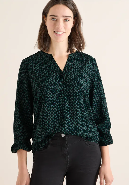 Gemusterte Bluse dark sea green