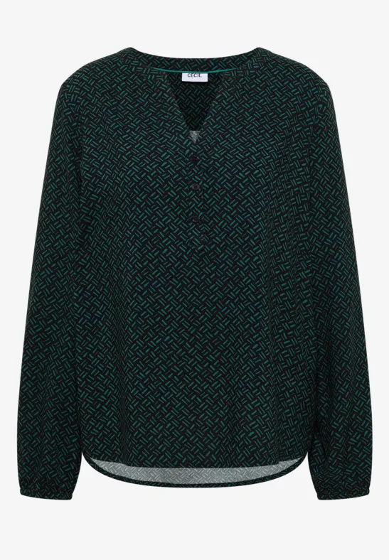 Gemusterte Bluse dark sea green