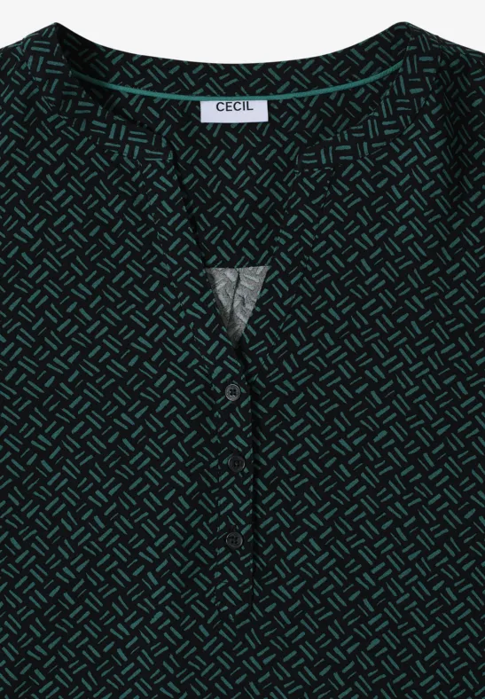 Gemusterte Bluse dark sea green