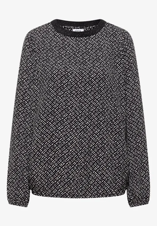 Print-Bluse mit Glitzer light greige