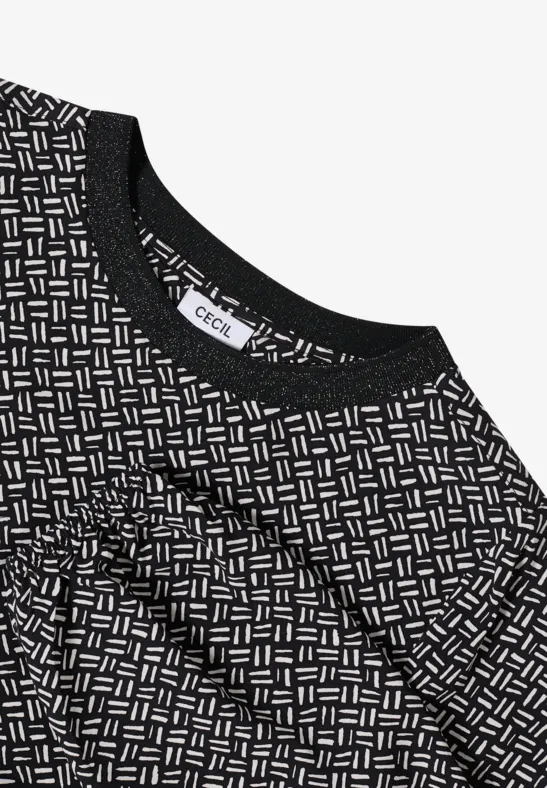 Print-Bluse mit Glitzer light greige