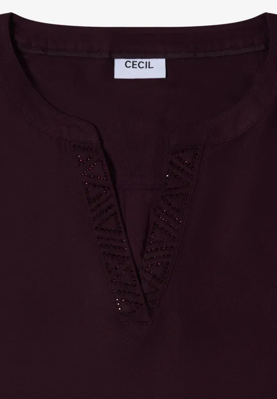 Bluse mit Glitzerdetails eggplant red
