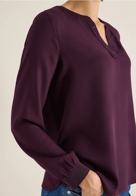 Bluse mit Glitzerdetails eggplant red