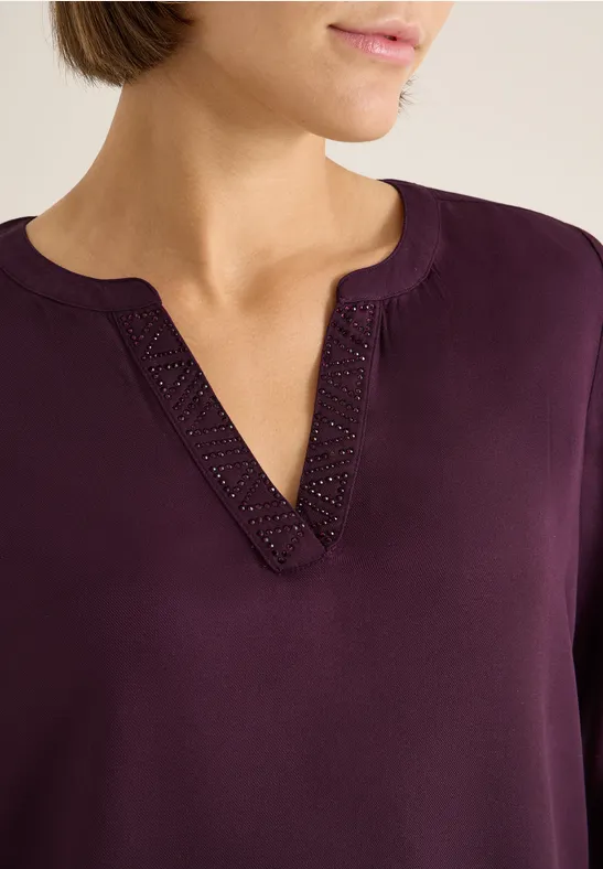 Bluse mit Glitzerdetails eggplant red