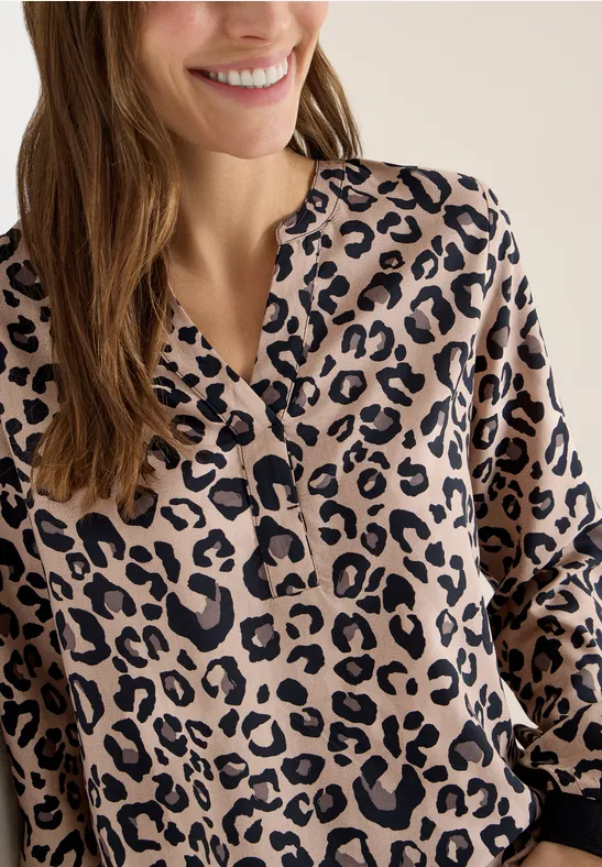 Blouse Leo Split Neck urban taupe