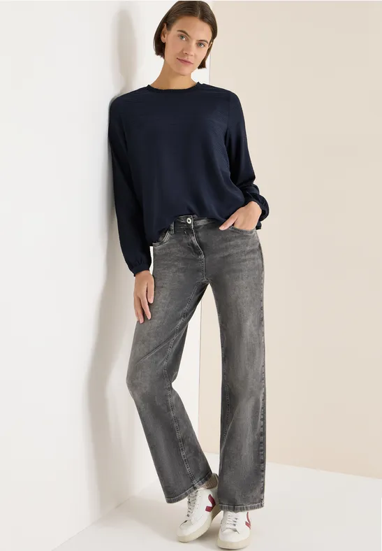 Bluse mit Smock-Ausschnitt universal blue