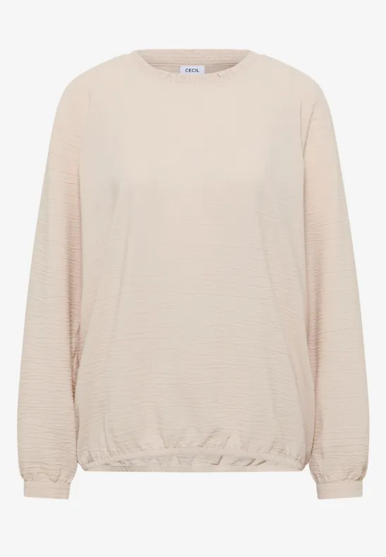 Bluse mit Smock-Ausschnitt pearl beige