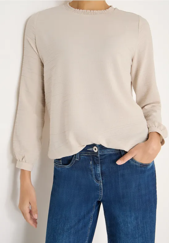Bluse mit Smock-Ausschnitt pearl beige