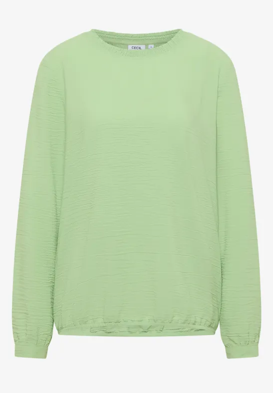 Bluse mit Smock-Ausschnitt bamboo green