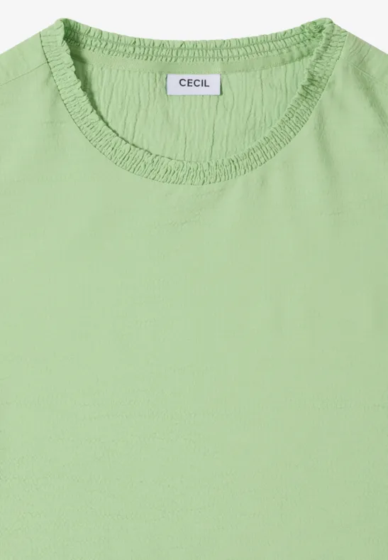 Bluse mit Smock-Ausschnitt bamboo green