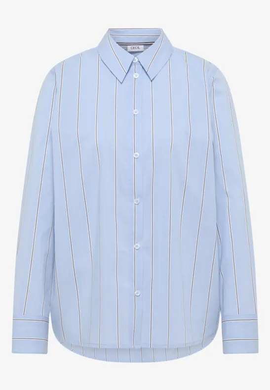 Gestreifte Hemdbluse fountain blue