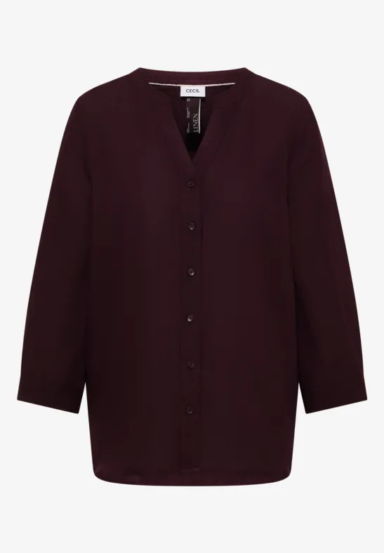 3/4-Arm Bluse aus Leinenmix rich burgundy