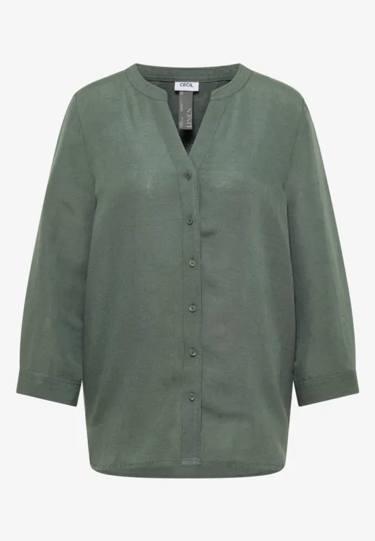 Chemisier à manches 3/4 en lin mélangé just khaki