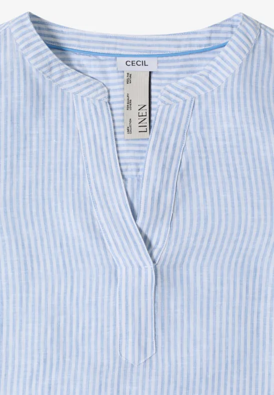 3/4-Arm Bluse mit Split Neck aus Leinen blouse blue