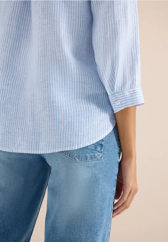 3/4-Arm Bluse mit Split Neck aus Leinen blouse blue