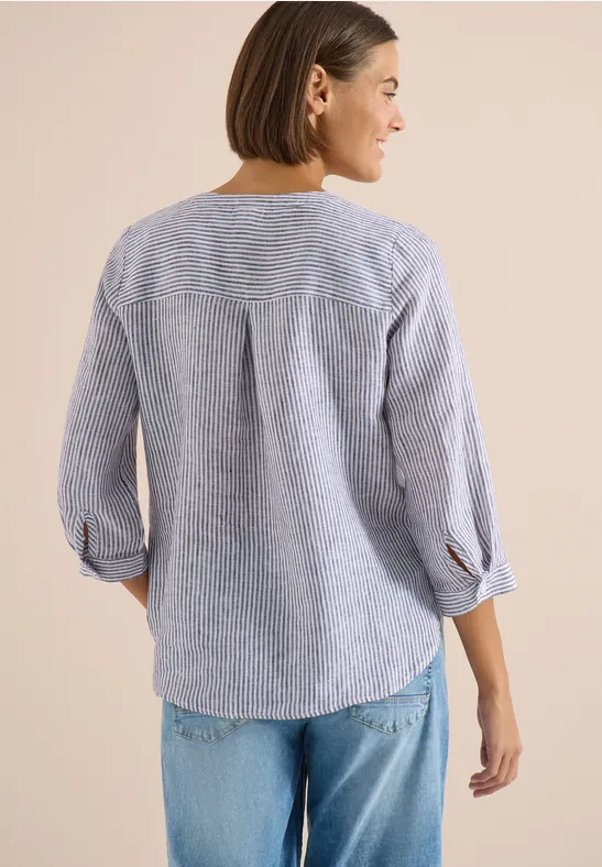 3/4-Arm Bluse mit Split Neck aus Leinen rich burgundy