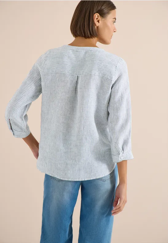 Blouse à manches 3/4 avec col fendu en lin just khaki