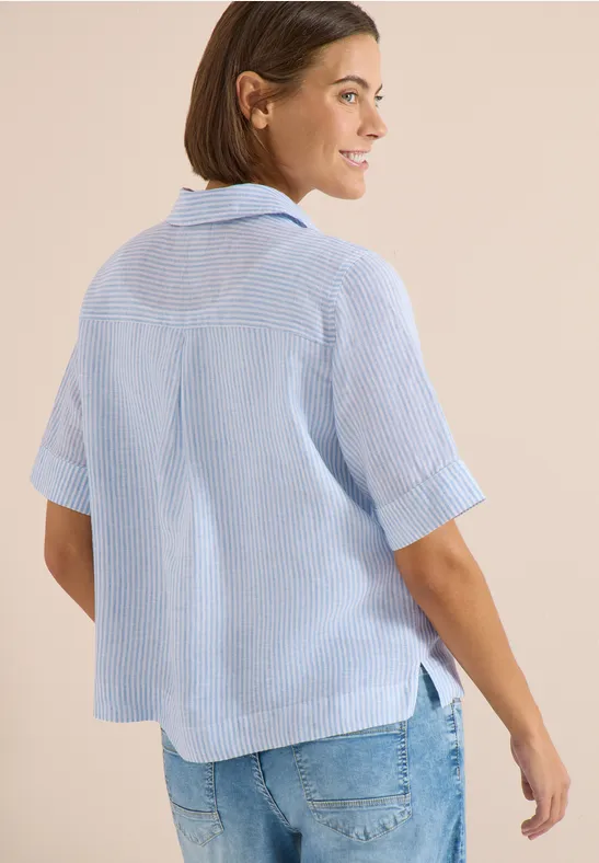 Blouse à manches courtes en pur lin blouse blue