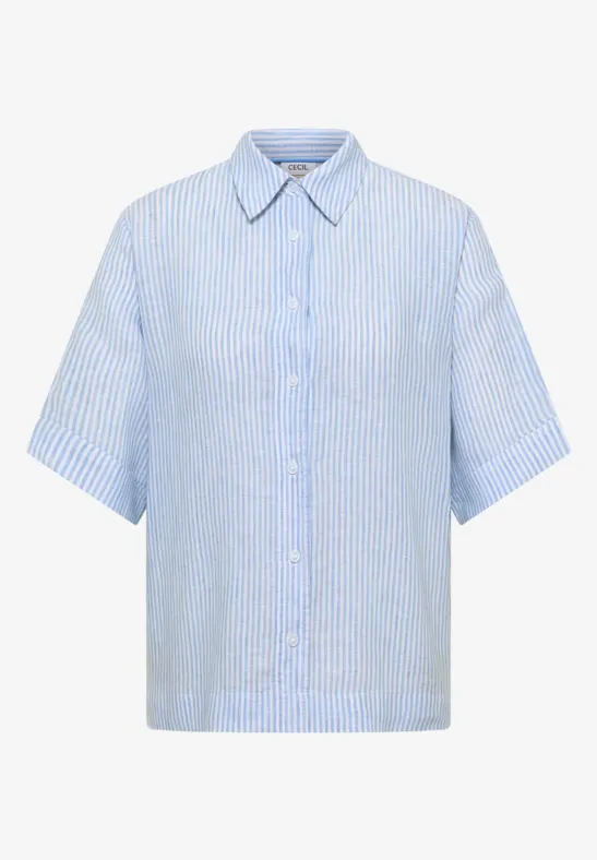 Blouse à manches courtes en pur lin blouse blue