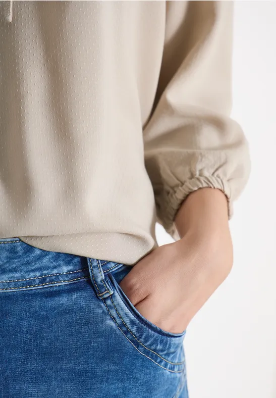 Chemisier à manches 3/4 avec col fendu grain beige