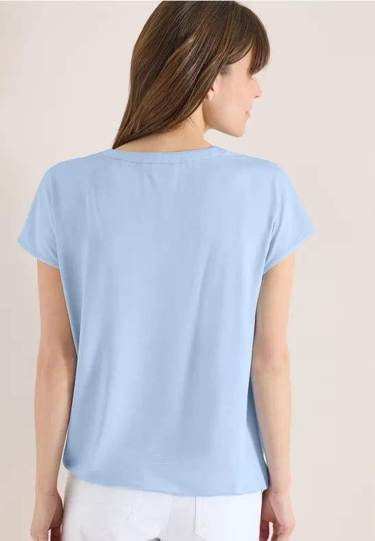 Kurzarm Bluse mit Strukturmix light sky blue