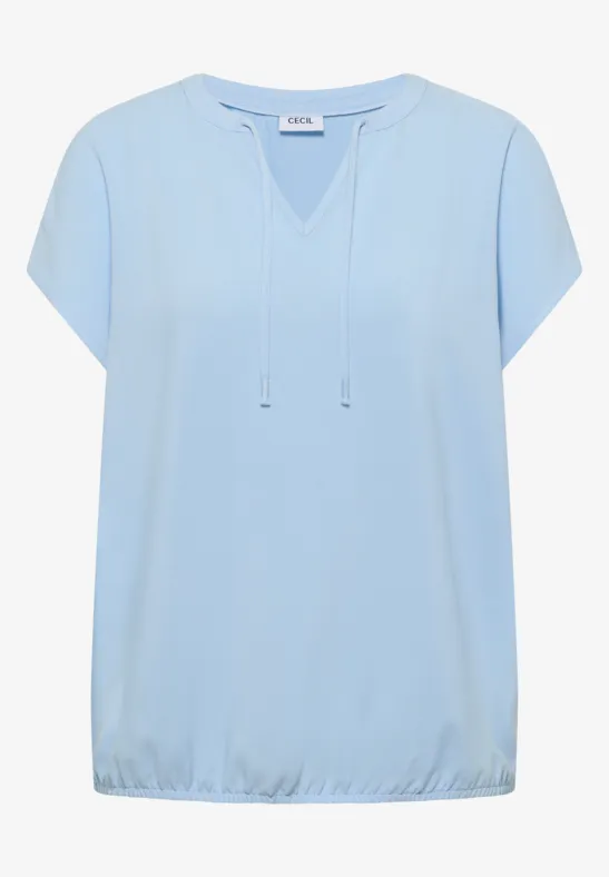 Kurzarm Bluse mit Strukturmix light sky blue