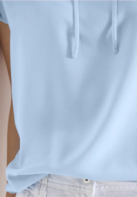 Kurzarm Bluse mit Strukturmix light sky blue