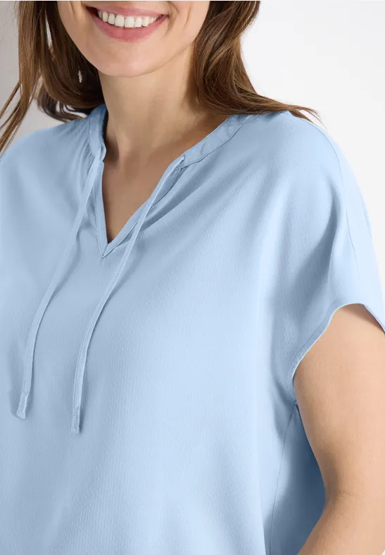 Kurzarm Bluse mit Strukturmix light sky blue