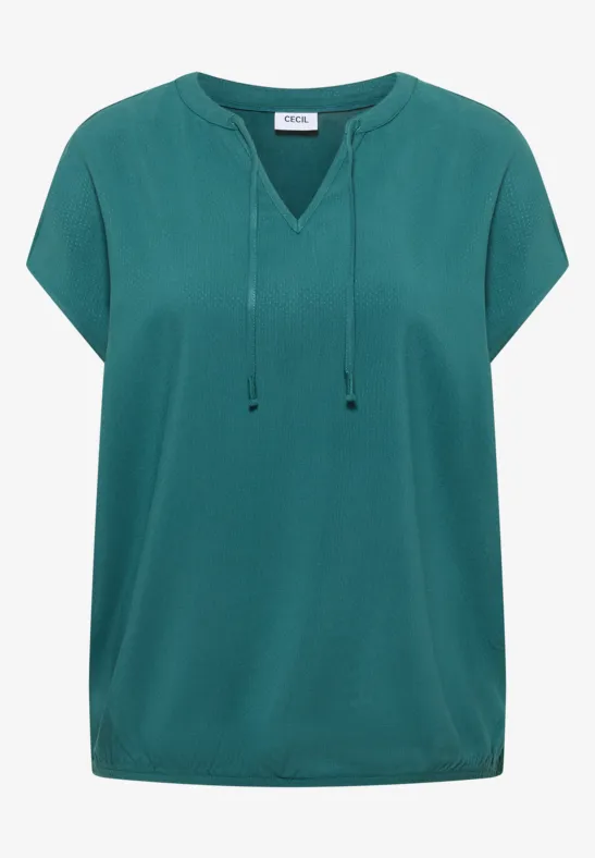 Kurzarm Bluse mit Strukturmix jungle green