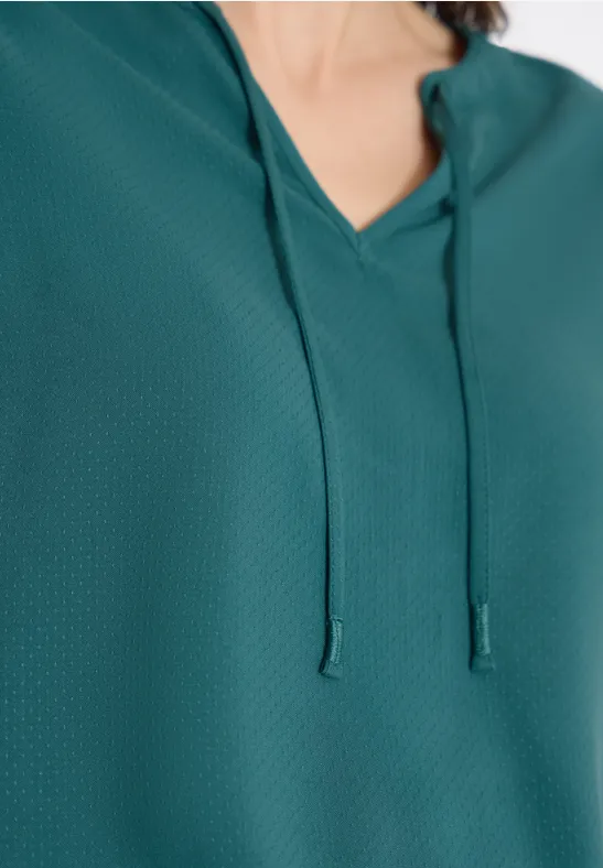 Kurzarm Bluse mit Strukturmix jungle green