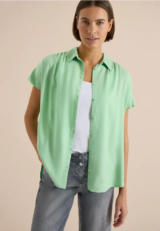 Basic Bluse mit Hemdkragen in Unifarbe juicy lime