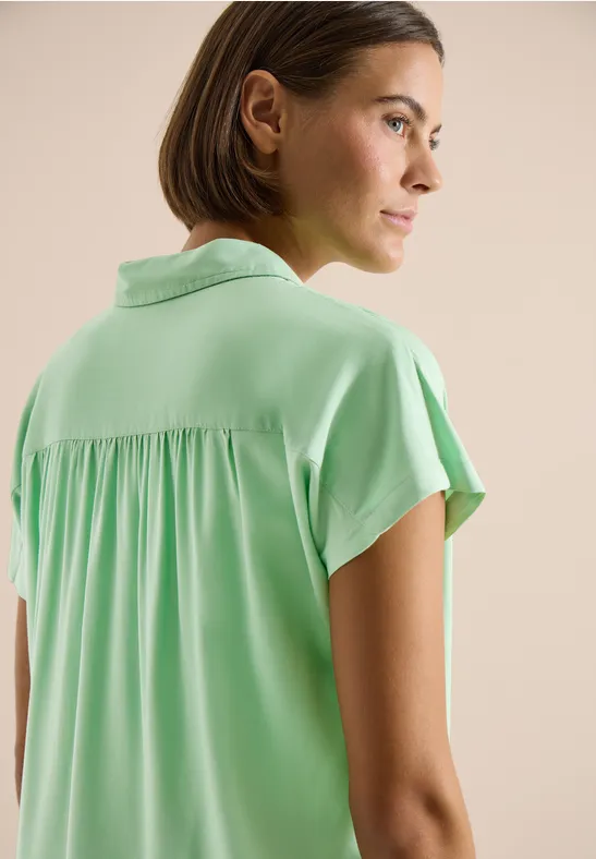 Basic Bluse mit Hemdkragen in Unifarbe juicy lime